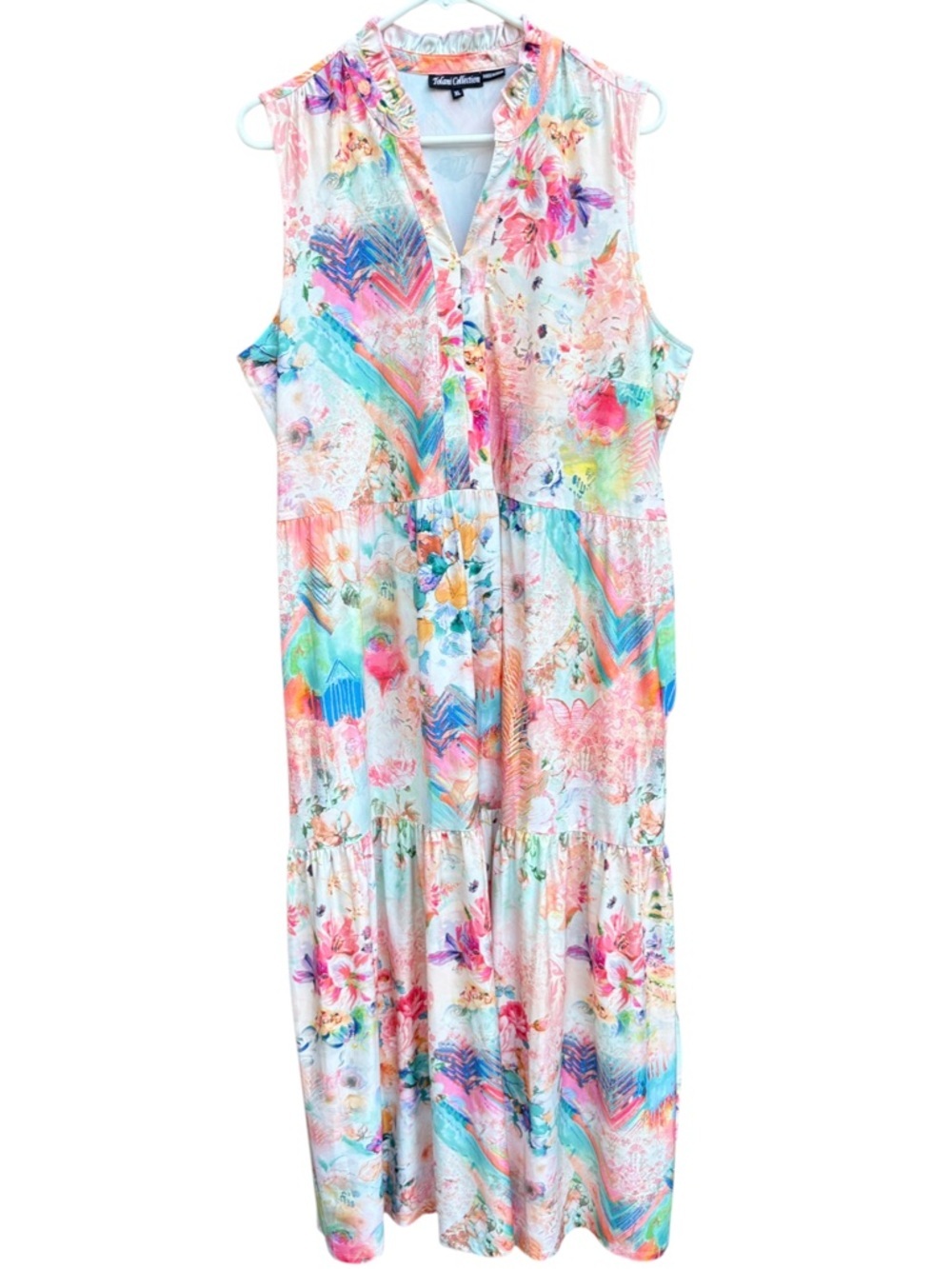 Like New Tolani Collection Sleeveless Floral Stretch Maxi Dress Size XL